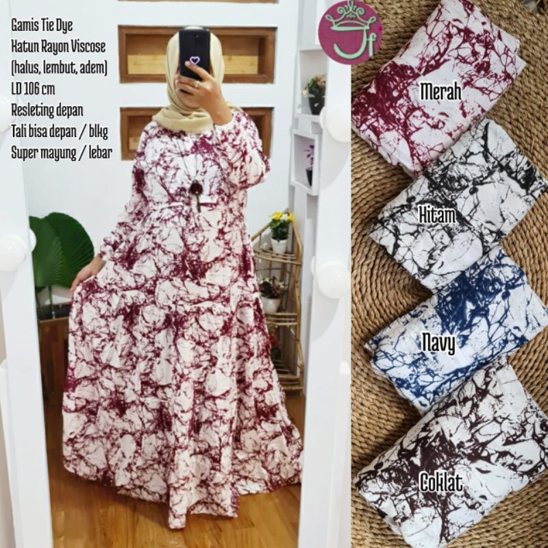 Gamis tie dye VISCOSE XL, (LD ±106cm) @77K min 3pcs