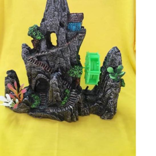 Comeback Hiasan aquarium fiber tebing kincir besar