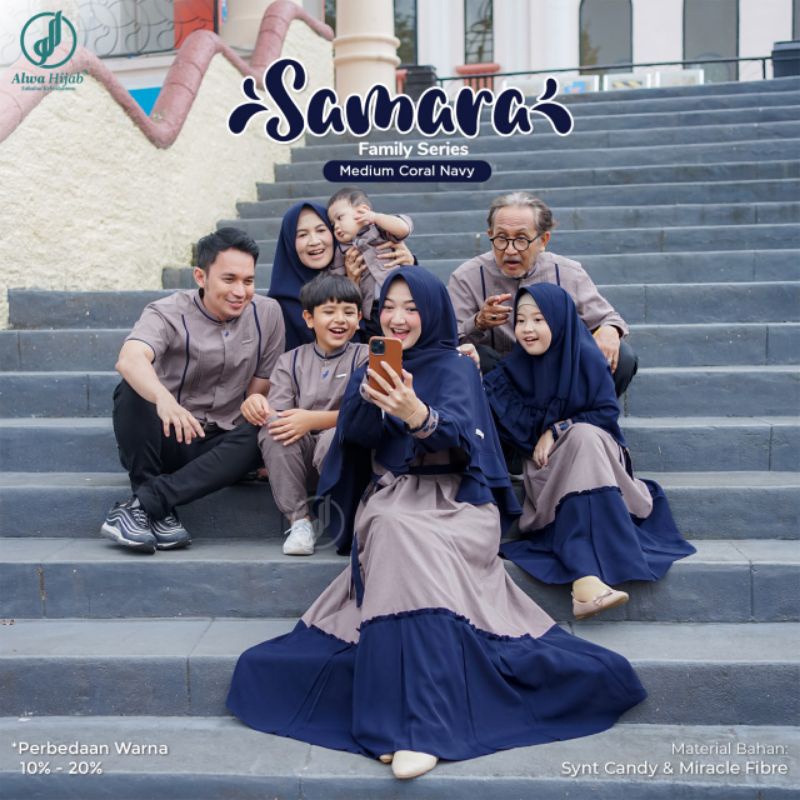 SARIMBIT KELUARGA - SAMARA MEDIUM CORAL NAVY BY ALWA HIJAB - ALWA HIJAB
