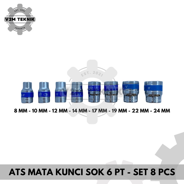 Mata Kunci Sok 1/2 Inch 6 PT Uk 8-10-12-14-17-19-22-24 MM PAKET ATS