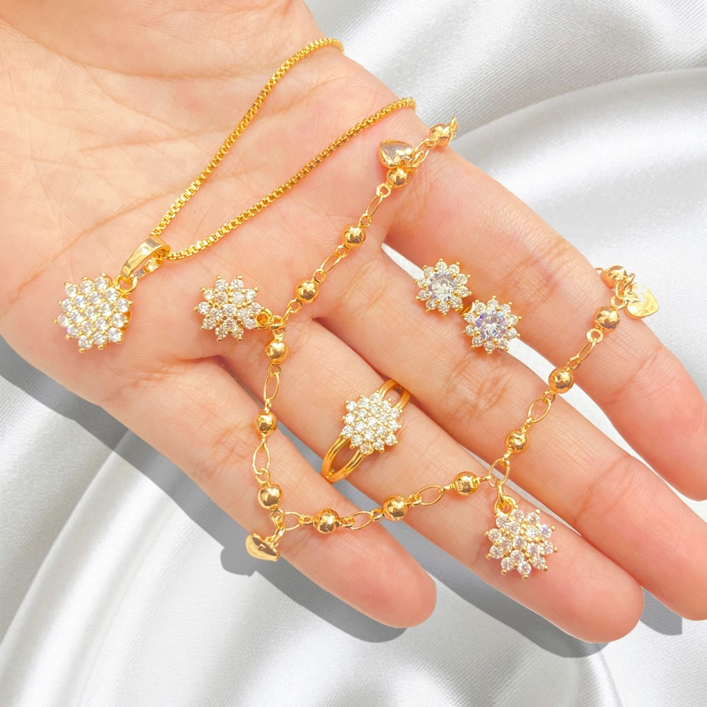 Set Perhiasan Wanita Permata Xuping Lapis Emas Aksesoris Fashion 18K