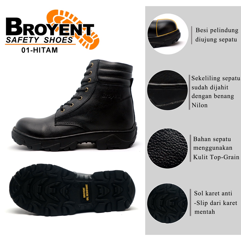 Sepatu Safety Boots Tali Kulit Asli 01