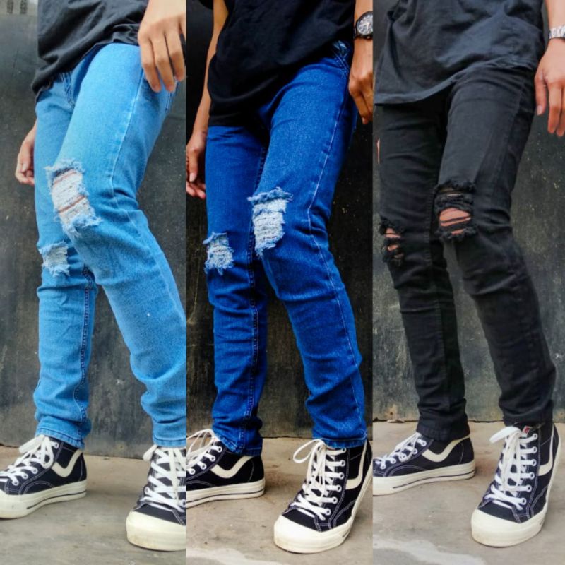 Celana Jeans Panjang Pria Model Sobek Lutut/Celana Panjang Jeans Pria/Celana Sobek Lutut/Celana Jean