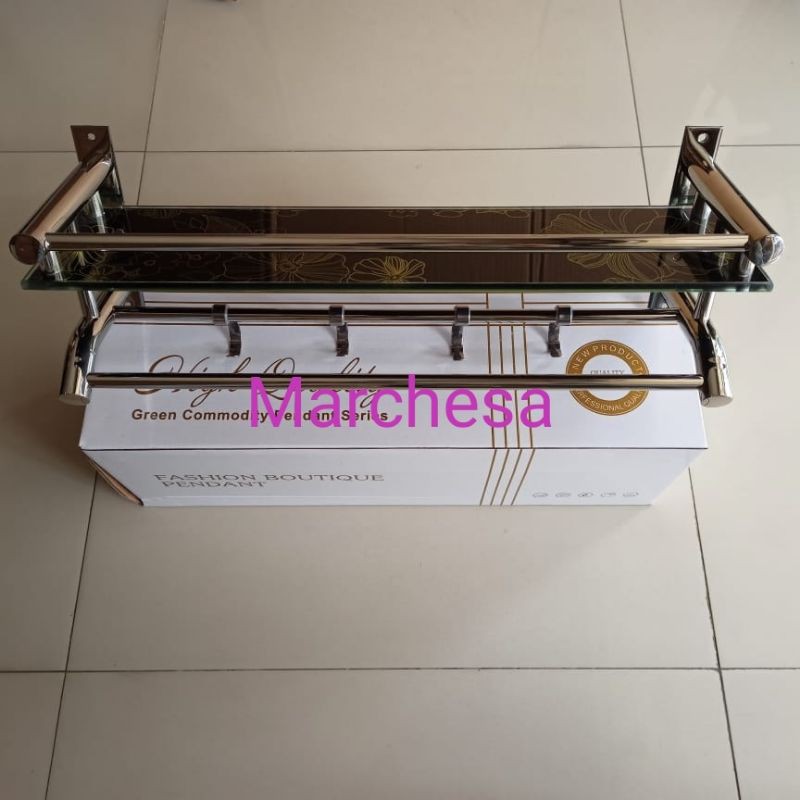 Rak Sabun Dan Rak Dapur Single 5204 Stainless Steel Dan Kaca