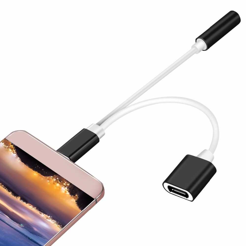 Konektor Komputer Adapter 2 in 1 3.5mm Headphone+USB Type C Terbaru Multifungsi Smartphone Terbaru