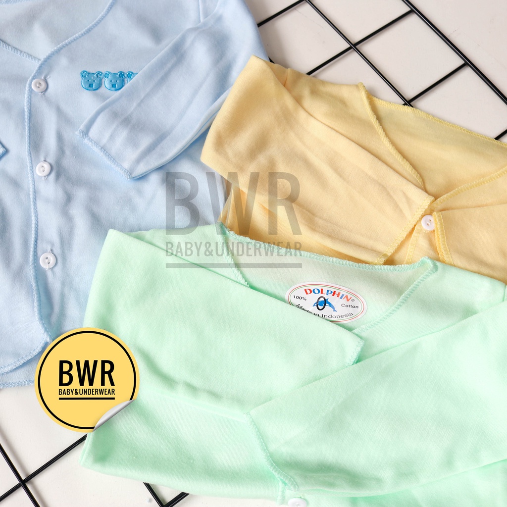 [ 3pc ] Baju Bayi DOLPHIN Kancing PANJANG Baju Bayi Newborn 0-6 bulan Baru Lahir Murah | Bwr IX