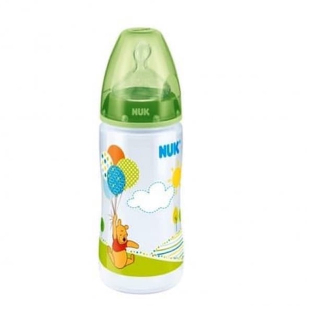 Nuk 300ml +2pc dot latex Wide Neck 0-6M ukuran M Hijau, free nipple size 1L