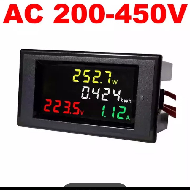 Voltmeter 100A AC 200-450V LED Pengukur Tegangan Volt Amper AC Power Current Detektor Monitor