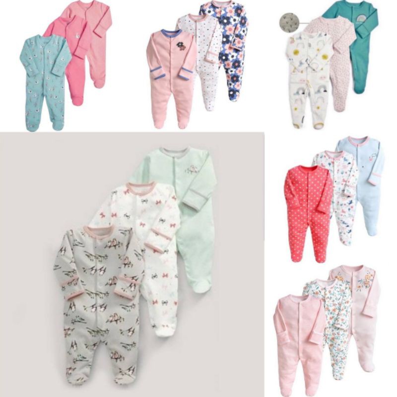 Sleepsuit Bayi Cewek Mamas Papas Premium Baby Girl Perempuan Baju Tidur Anak Jumper Panjang 3in1