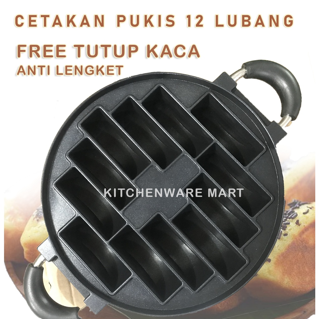 Cetakan Pukis 12 Lubang Happycall Anti lengket dan tutup kaca - Cetakan Happycall Pukis Apem - Happy Call Cetakan Kue Pukis 12 Lubang Loyang Pancong Dan Rangin Teflon Serbaguna -