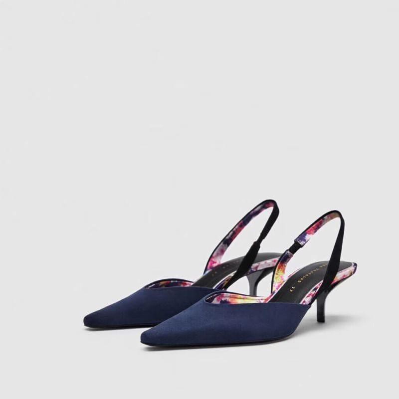 Zara Mid Heel Slingback Shoes Sepatu Zara Heels Wanita Sepatu Hak Pump 0035