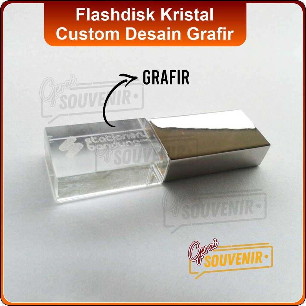 Flashdisk Flash disk Kristal Kaca Custom desain grafir laser ukir real kapasitas