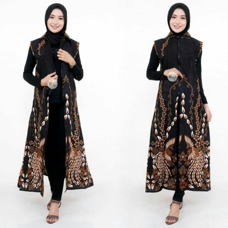 LONGCARDY BATIK WANITA CARDIGAN OUTER MONOKROM BAJU PEREMPUAN SERAGAM KEREN