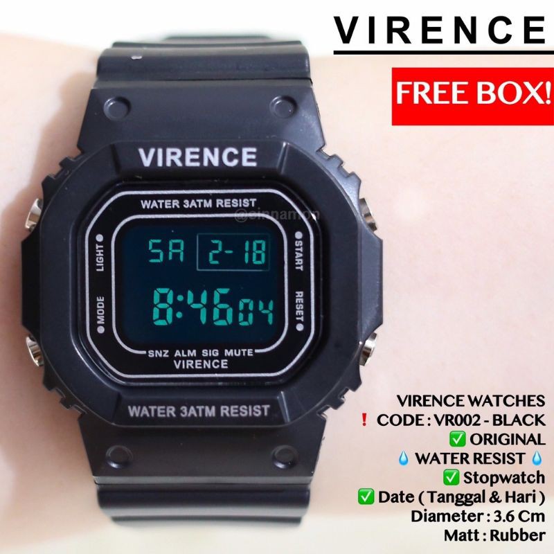 Jam Tangan Wanita Digital Virence Original Tahan Air Bisa Untuk Berenang