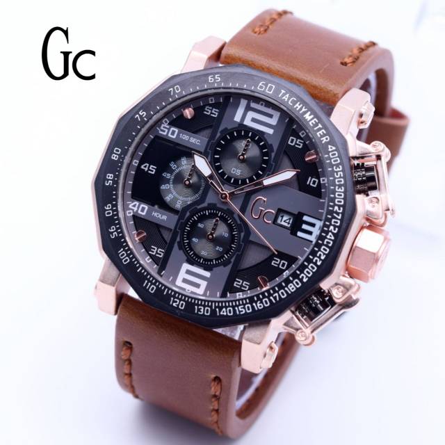 Jam Tangan Pria GC Crono Aktif Tali Kulit Super Mewah Dan Elegan - Jam Tangan Pria Tali Kulit
