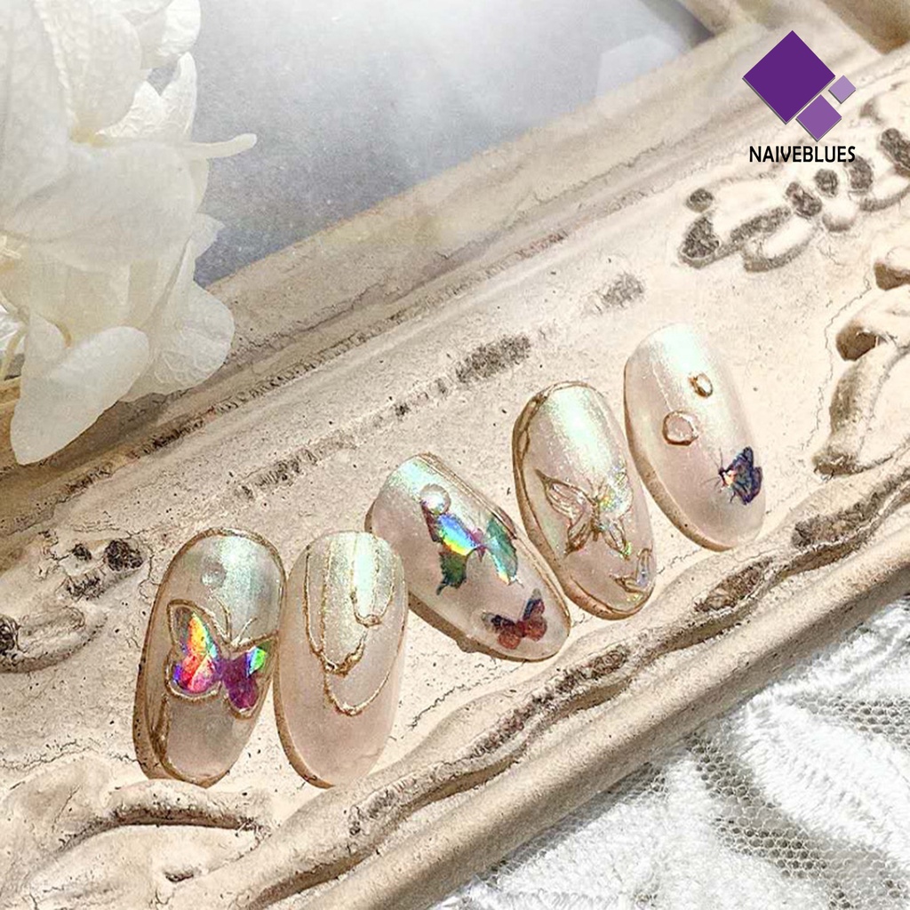 Naiveblue &gt; Stiker Kuku Motif Kupu-Kupu Tahan Air Untuk Nail Art