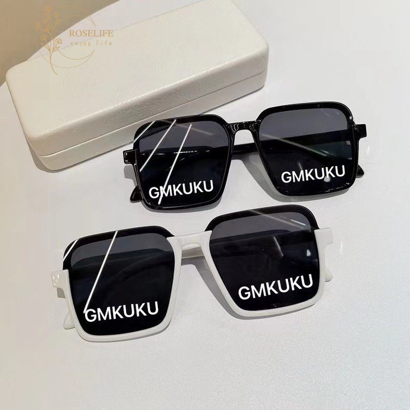Kacamata Hitam Anti UV400 Semi Rimless Bentuk Kotak Besar LOGO GM KUKU Untuk Pria Dan Wanita