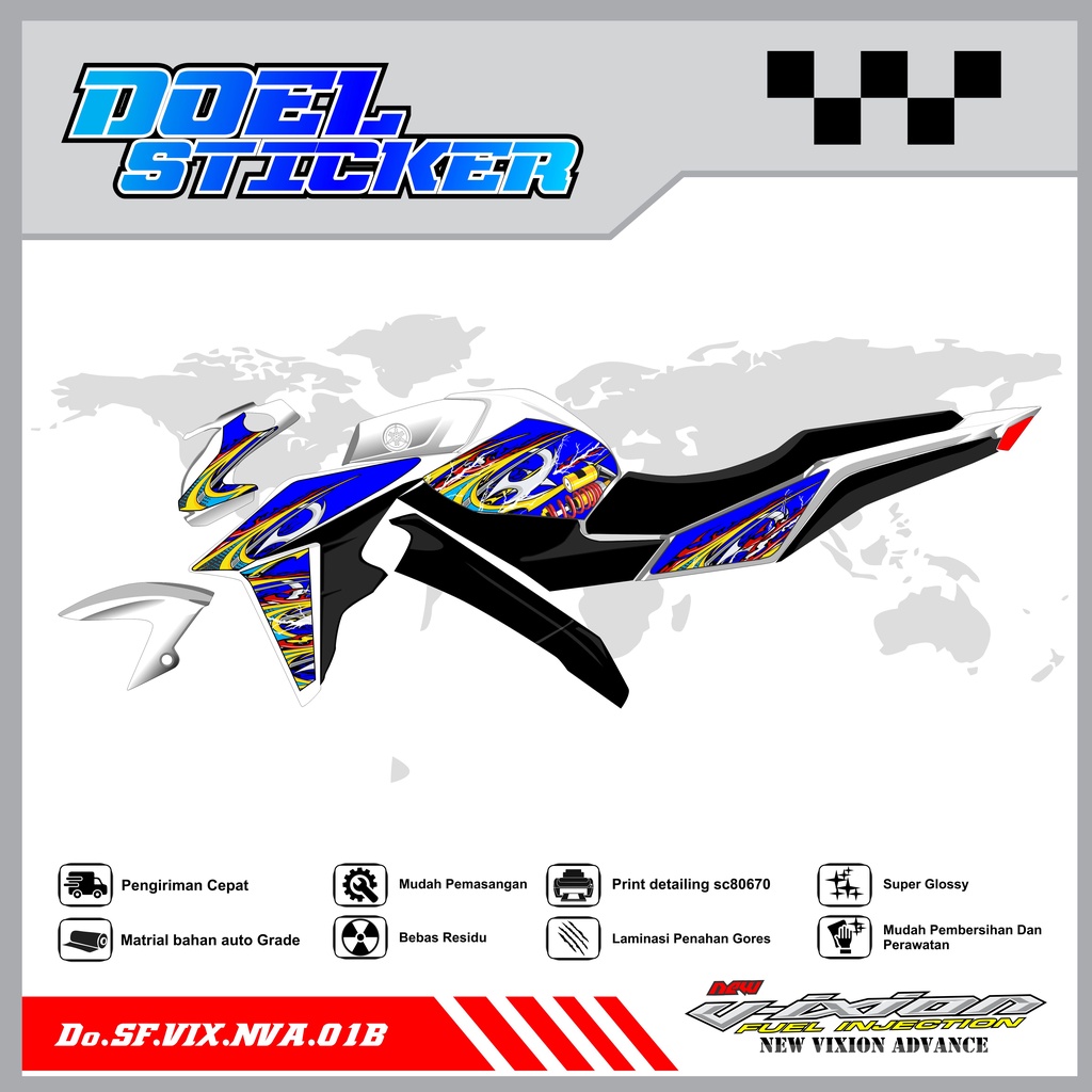 STICKER STRIPING VIXION NVA - STICKER STRIPING LIST VARIASI HOLOGRAM , CROME VIXION NVA 2015-2016 DOEL 01B