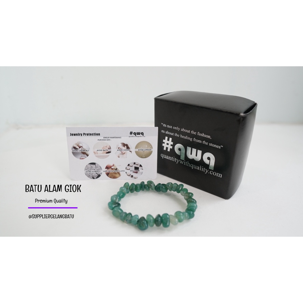 GELANG jadi batu kerikil GIOK HIJAU natural stone healing GREEN JADE