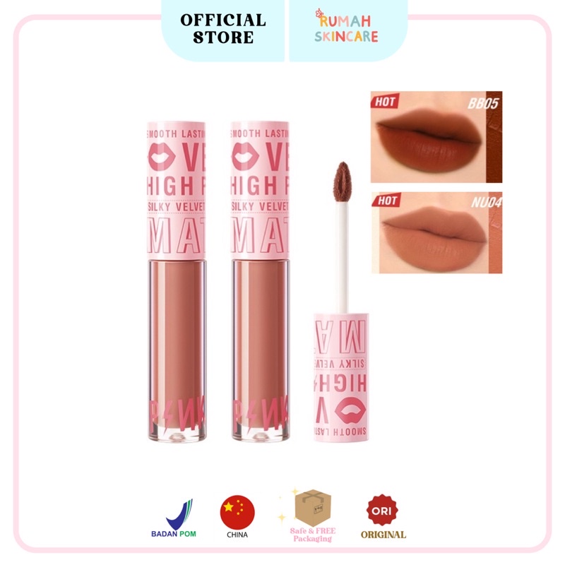 PINKFLASH Sliky Velvet Matte Lipstick Lip Cream Smooth High Pigment Lasting Tahan Air Lipstik Waterproff Lipcream Pink flash