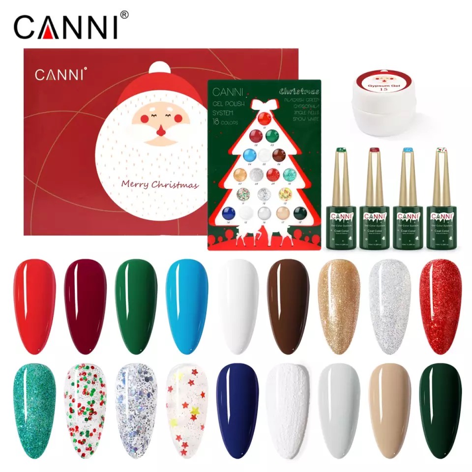 Canni Set Gel Polish 18 Pcs Christmas Edition / Kutek Gel set Canni 10ml