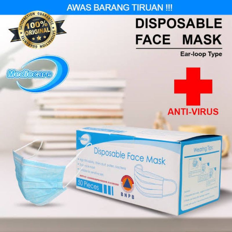 PROMO Masker 3ply Murah/ Masker 3ply Earloop/ Masker Hijab /Face Mask/ Headloop