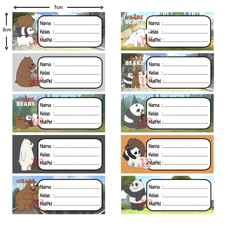 

Stiker Label Buku Karakter We Bare Bears