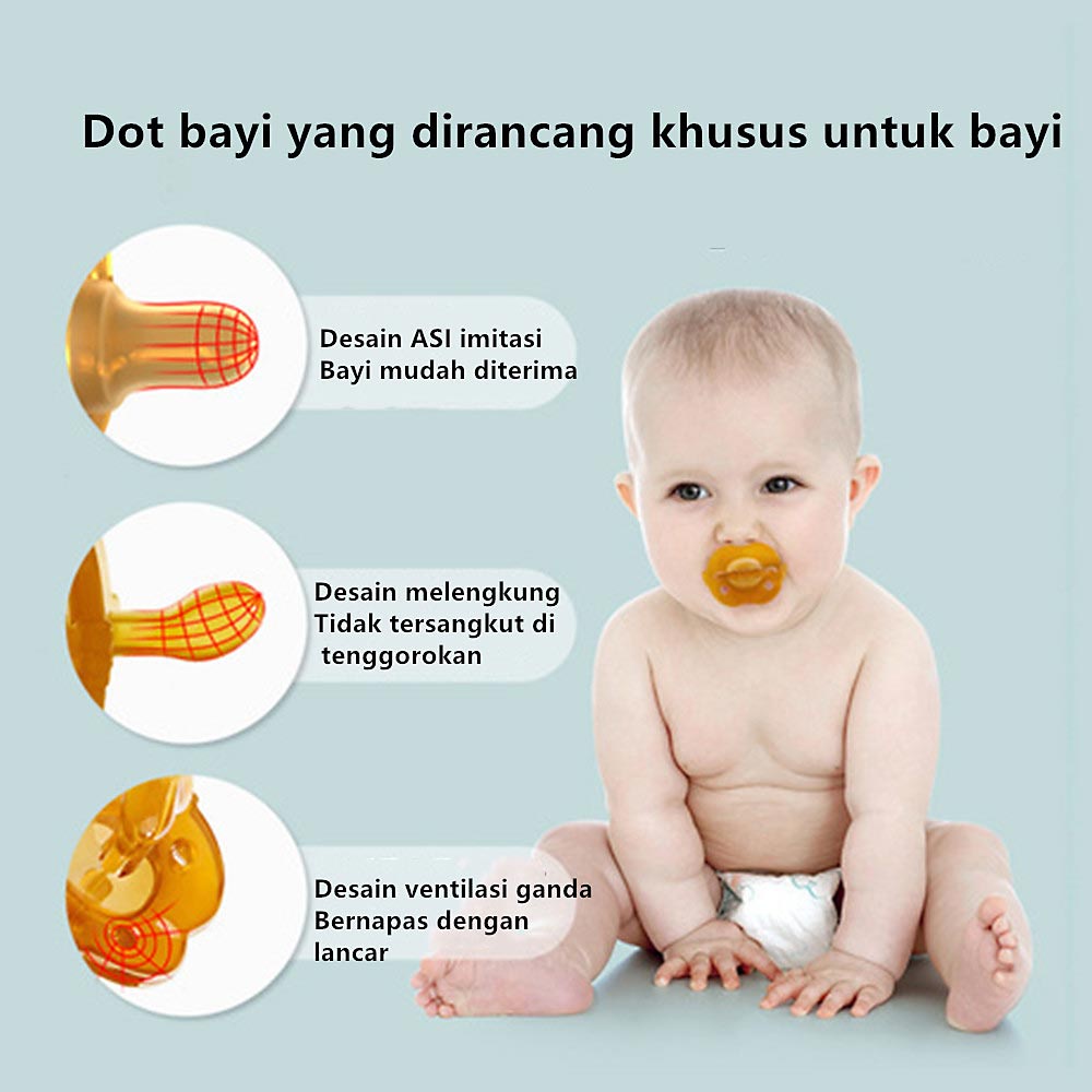 MOMO Dot Empeng Bayi Bahan Silikon Dengan Rantai Dan Kotak/ Tali Empeng Bayi/ Empeng Bayi 0 6 Bulan