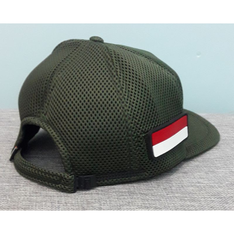 TOPI POL PP HIJAU ARMY - TOPI POL PP HIJAU ARMY 3PATCH JARING VELCRO - TOPI SATPOL PP JARING VELCRO