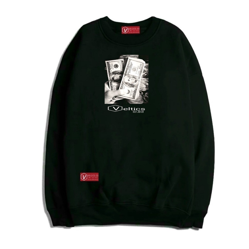 Crewneck Veltic Pria Distro Keren Hitam Suwiter Premium Pria Wanita