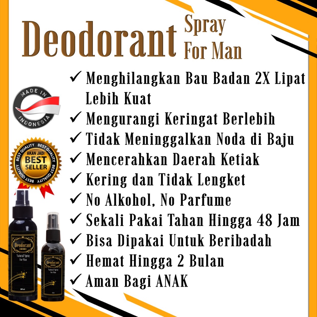 Deodorant Spray For Men Penghilang Bau Badan Ampuh Ketiak Kering No Alkohol Pencerah Ketiak Hitam No Parfume