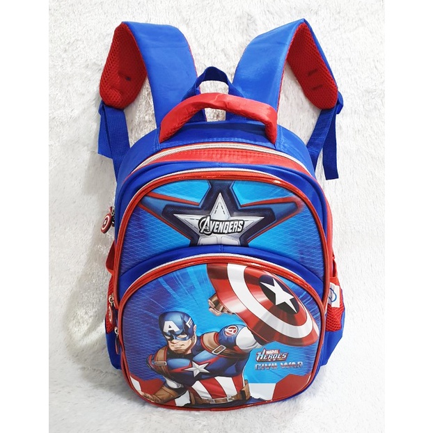 Tas Anak Sekolah TK Ransel Laki Laki Gambar Robot Rocket EMBOS LOVE RAINBOW TIMBUL 3Resleting Karet IMPORT ( Sun Love Rainbow Alucard Body Pin )