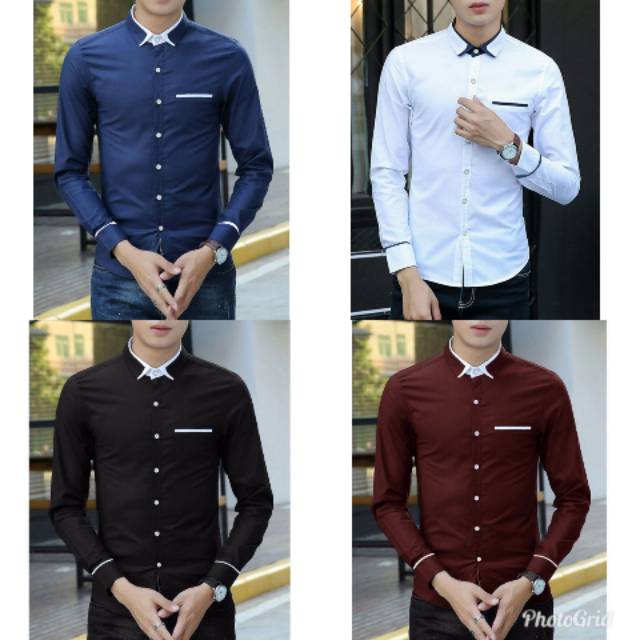 TOTOTAshop.Kemeja Pria FREDDIE slimfit,Lengan panjang bahan cotton popline will premium.real pict