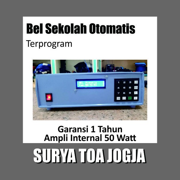 Bel Sekolah Otomatis Automatis Bell Pabrik Ampli Internal 50 Watt MP3 Alarm Garansi 1 Tahun