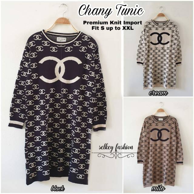 CHANEL CHANY TUNIC rajut ORIGINAL selkey fashion baju muslim premium knit import