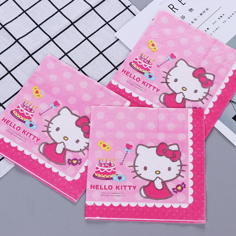 Serbet Kertas Motif Kitty Tissue Napkin Serbet Dekorasi 20pcs /pack