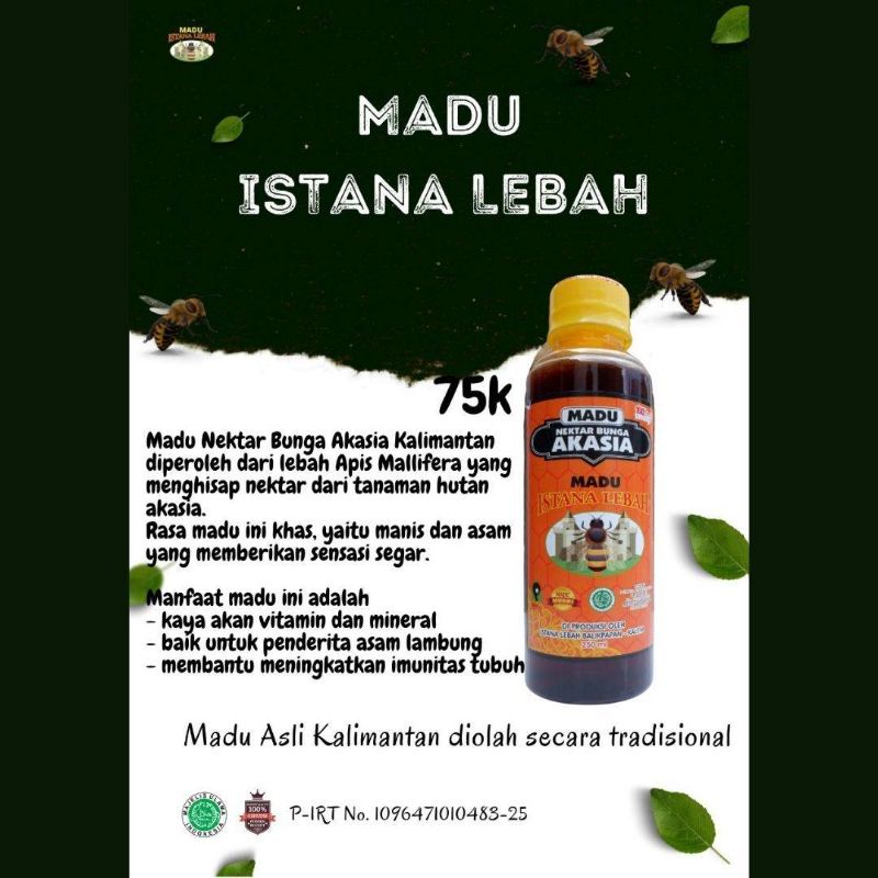

madu istana lebah - madu nektar bunga akasia Kalimantan