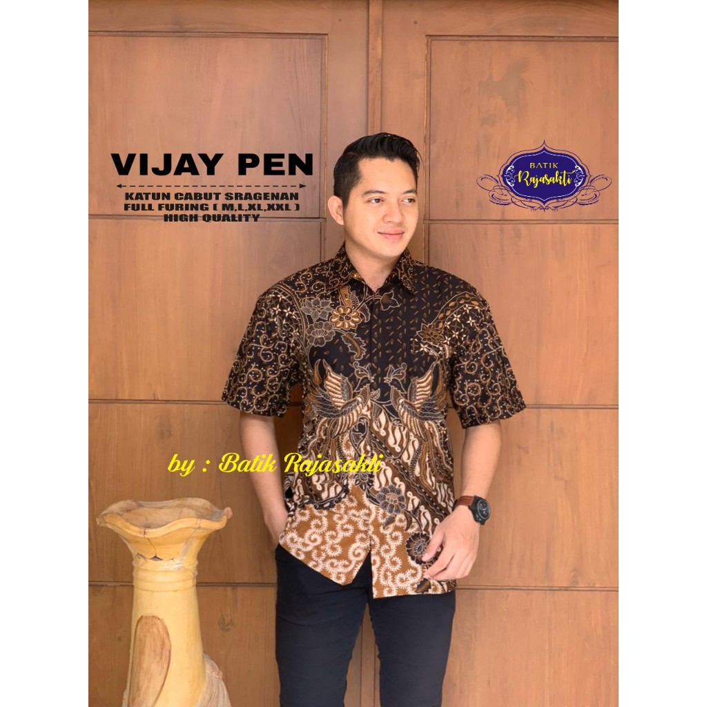 VIJAY PENDEK Kemeja Batik Pria Full Furing Katun Sragenan