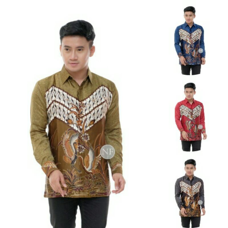 BATIK PRIA SEMI SUTRA ALUSAN BERFURING - KEMEJA BATIK PRIA SEMI SUTRA