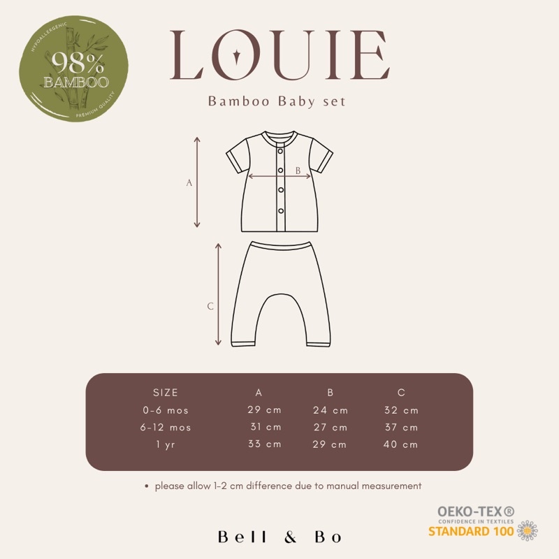 BELL &amp; BO Louie Bamboo Baby Set / Setelan Bayi 0-1thn