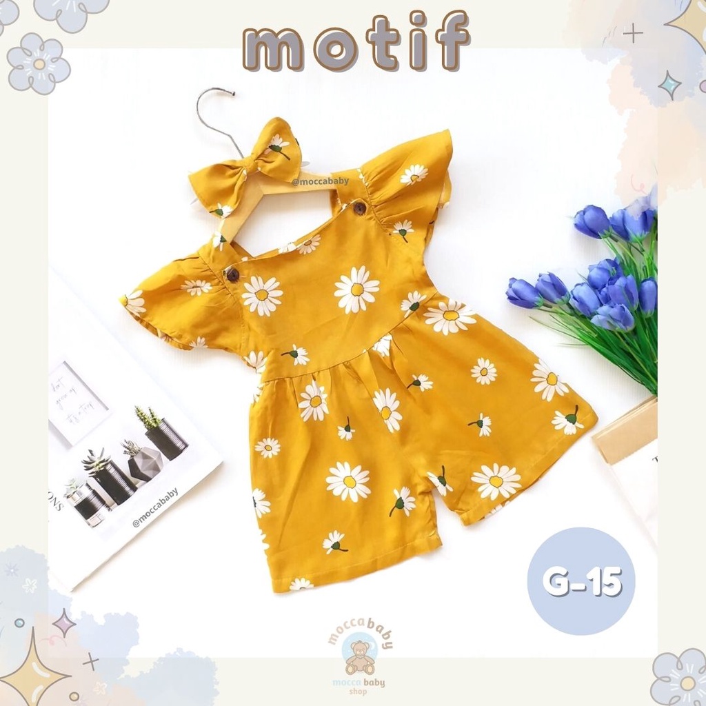 MBSS - BBB JUMPSUIT LAURA setelan anak perempuan jumper bayi motif bunga lucu free headband PART 3