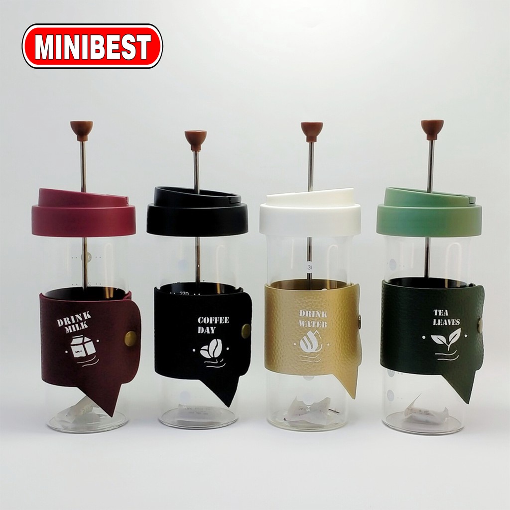 Glass Water Bottle Botol Air Minum Kaca Tumbler Saringan Teh Infused Water BPA-Free 460ml