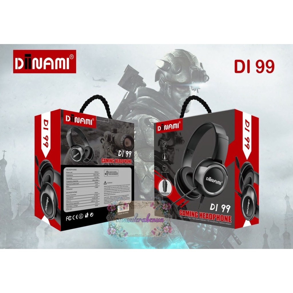 Headset Gaming Headphone Gaming DIINAMI DI99 SUPER EXTRA BASS GAMER WEAPON SUPER BUTTUN GARANSI 1BULAN SB3438