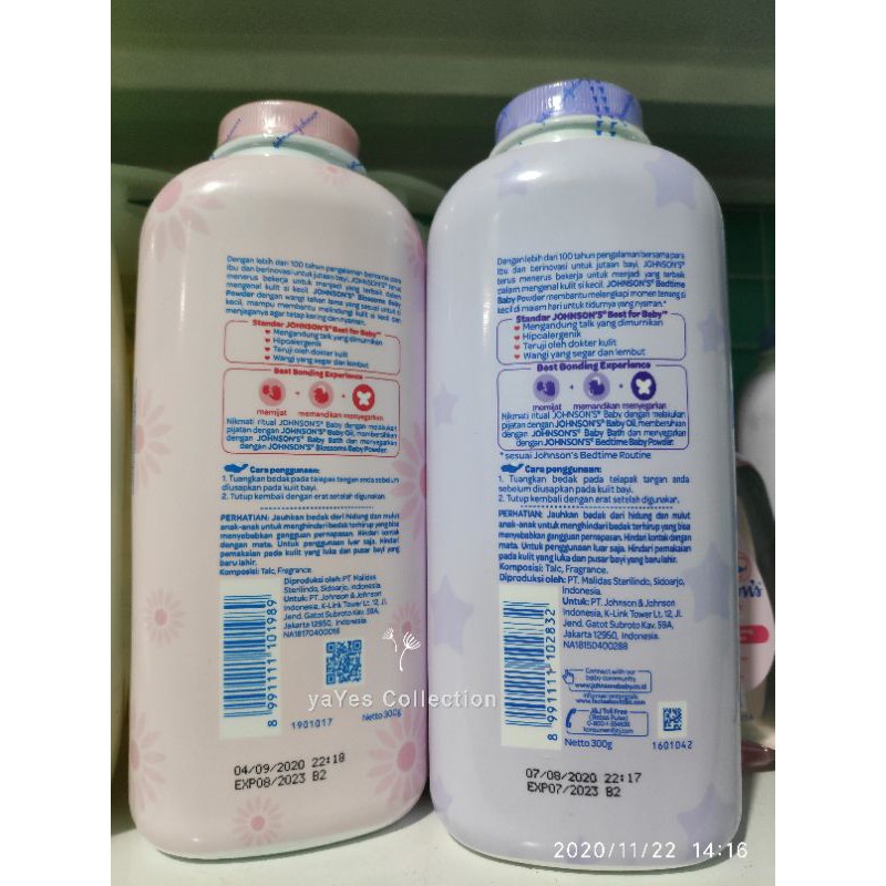 Johnson baby powder 300 gr bedak tabur serbuk bayi johnsons lembut Johnson's jonson blossoms bedtime