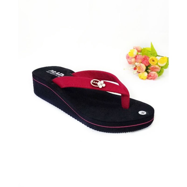 SANDAL WEDGES WANITA - SANDAL JAPIT WANITA - SANDAL WEDGES SPON (VELVET BUNGAH)