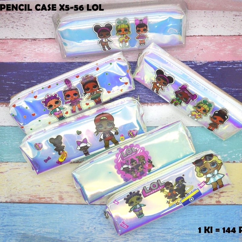 

pencil case metalik sleting kotak Mika motif LOL satuan