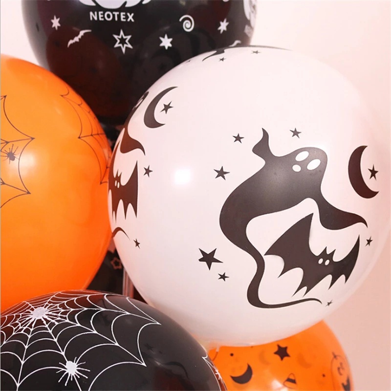 10 Pcs Balon Latex Tebal Ukuran 12 Inch Motif Labu Kelelawar Laba-Laba Untuk Dekorasi Pesta Halloween