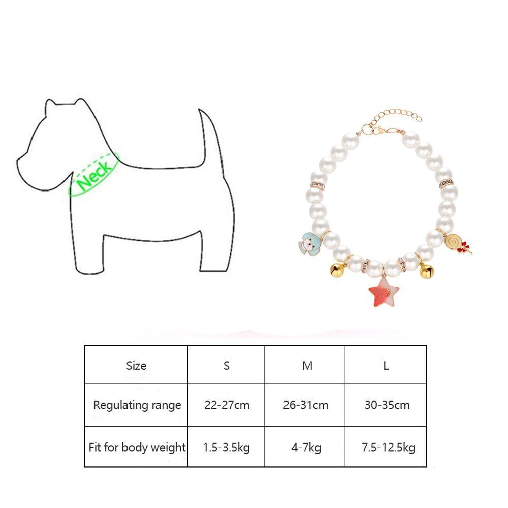 [Elegan] Kalung Anjing Dogs Perhiasan Dengan Lonceng Mutiara Imitasi Untuk Anjing Kecil Leher Rantai Berlian Imitasi Liontin