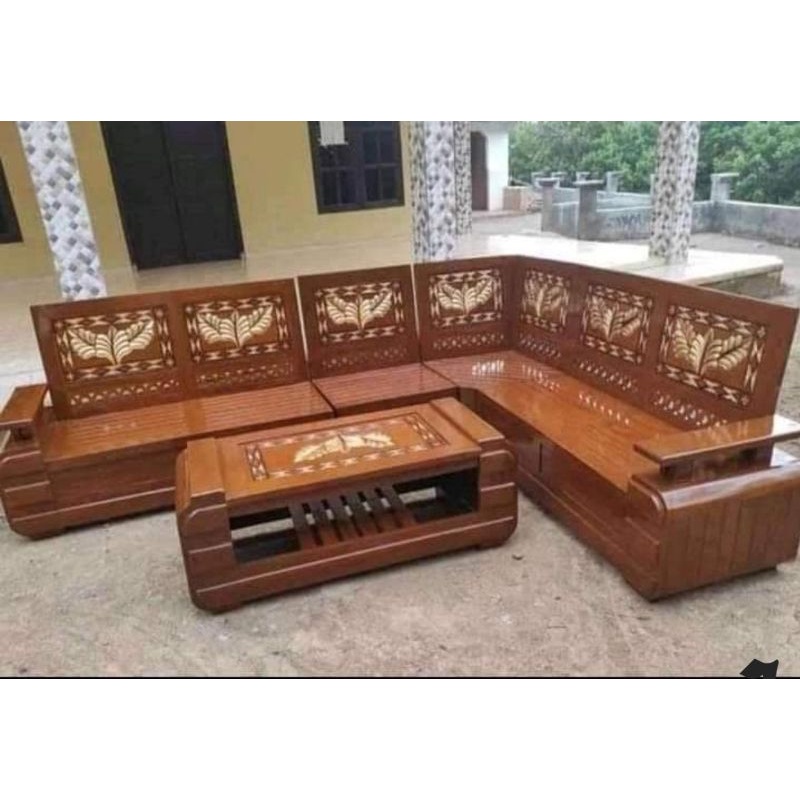 KURSI SUDUT JATI MINIMALIS, KURSI SUDUT RETRO JEPARA