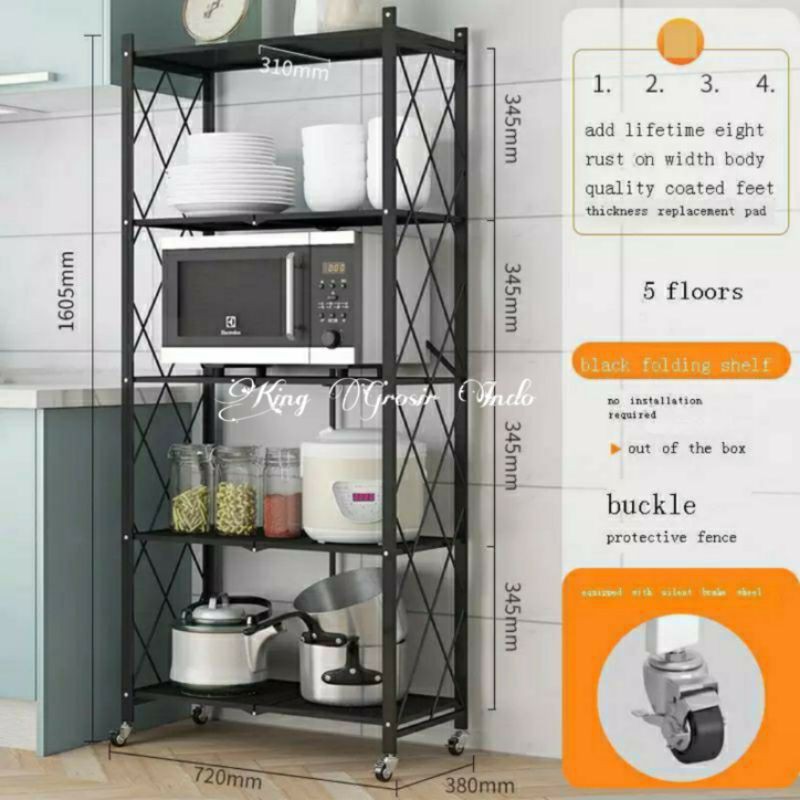 Rak Dapur Lipat 3 Tingkat 4 Tingkat 5 Tingkat Multifungsi /Rak Penyimpanan /Kitchen Rack Multi Layer